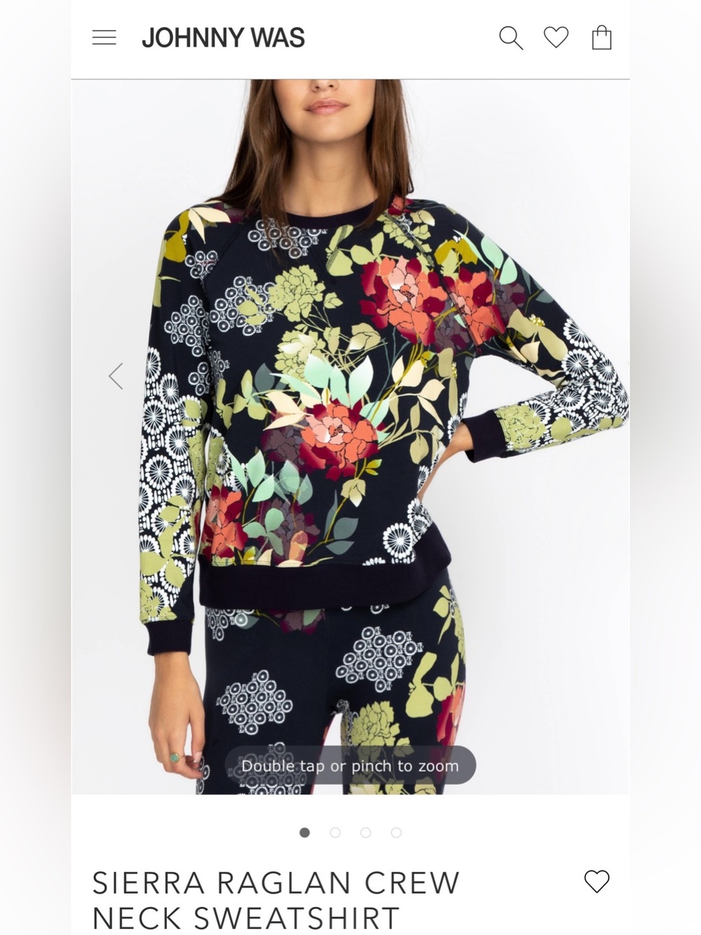 Johnny Was Women’s Sierra Raglan Crewneck Sweatshirt S